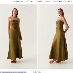 Clarice Draped Maxi Dress Deep Olive Size US 2 NWT